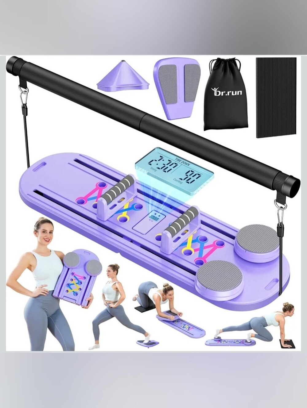 Pilates Reformer Board 7 in1 Multi-Purpose Fold Arm Abdominal Board Core Trainer